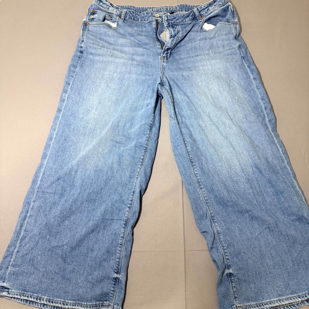 American Eagle Outfitters Baggy Jeans Womens 18 Blue Denim High Rise Wide Leg